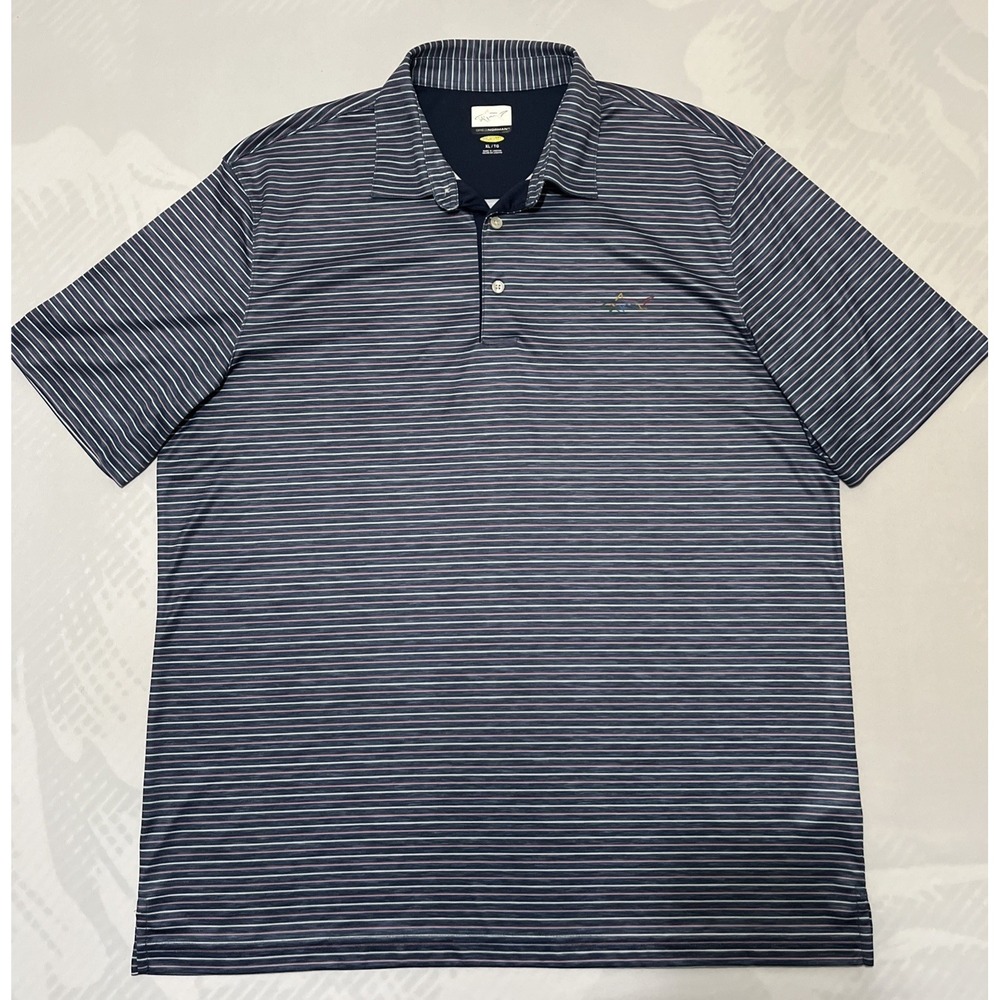 Greg Norman Play Dry Mens Golf Polo Extra Large Striped Blue Athletic Shirt XL